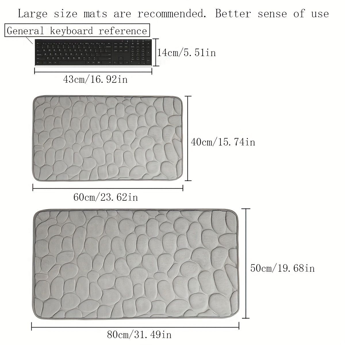 1pc Memory Foam Bath Rug, Cobblestone Embossed Bathroom Mat, Rapid Water Absorbent And Washable Bath Rugs, Non-Slip, Thick, Soft And Comfortable Carpet For Shower Room, Bathroom Accessories