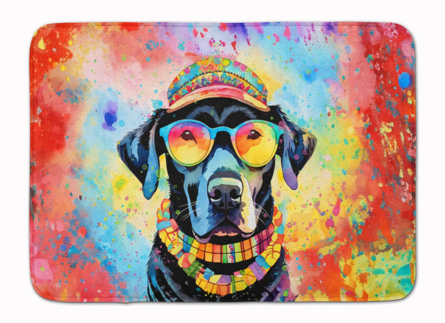 Black Labrador Hippie Dawg Memory Foam Kitchen Mat Machine Washable Anti-Fatigue Mat Cushion Comfort Bath Mat or Kitchen Rug